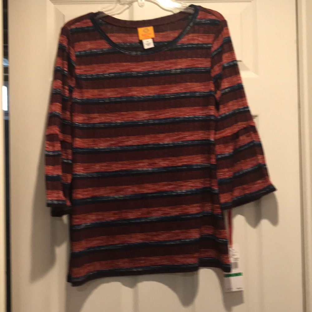Ruby Rd Multi Top/Bell Sleeves. PL